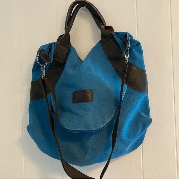 Classic Fashion Large Hobo Handbag Carry Handles Or Strap Color Blue - Picture 2 of 10